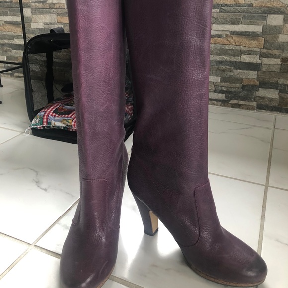 Purple leather boots - Picture 5 of 12